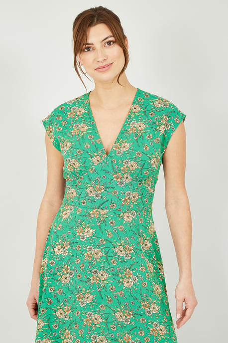 Yumi Green Floral Midi Dress