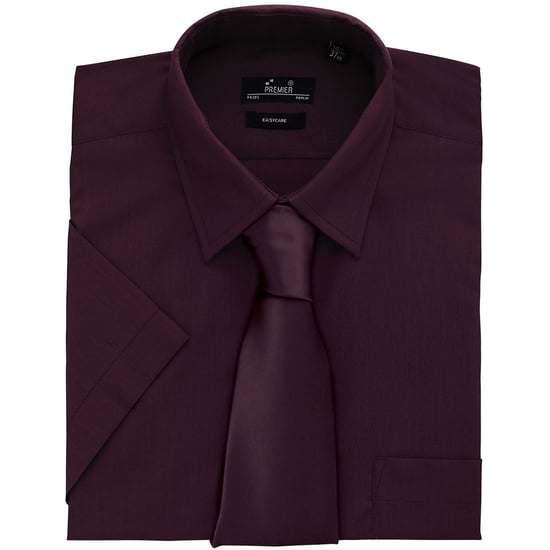 Premier Popelin Herren Hemd, kurzärmlig (Aubergine) - Image 2