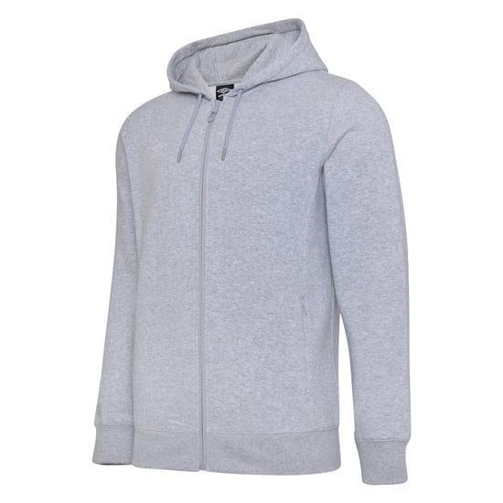 Umbro Mens Club Leisure Full Zip Hoodie (Grey Marl/White)