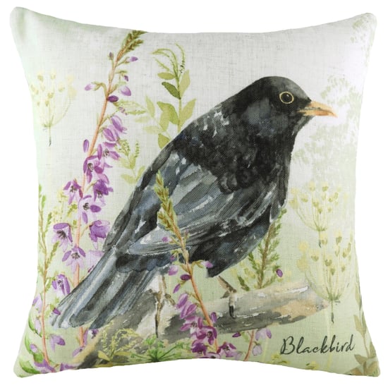 Evans Lichfield Frühlingsvögel Schwarzdrossel Aquarell Bedruckter Kissenbezug - Image 1