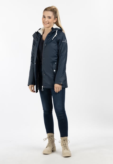 Dreimaster Regenjacke mit Teddyfutter Damen Marine - Image 1