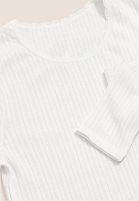 M&S Womens 2er-Pack Thermal Pointelle Long Sleeve Tops in Weiß - Image 6