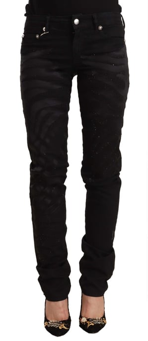 Just Cavalli Damen Schwarze Mittelhohe Verzierte Skinny Jeans - Image 1