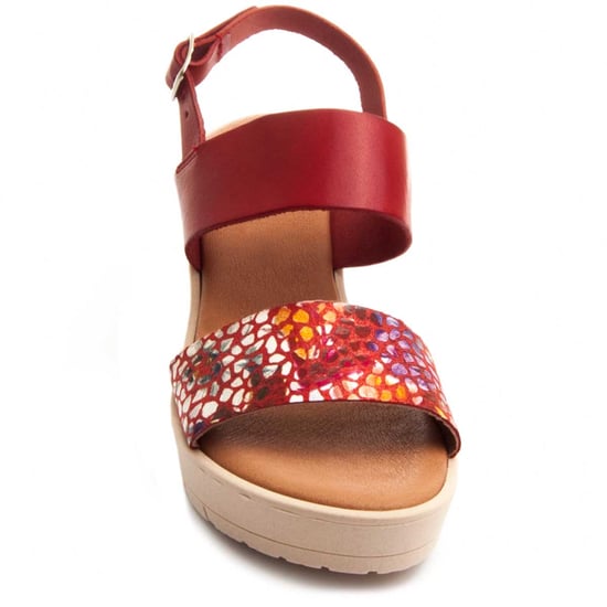 Confortable wedge sandal Purapiel in Red
