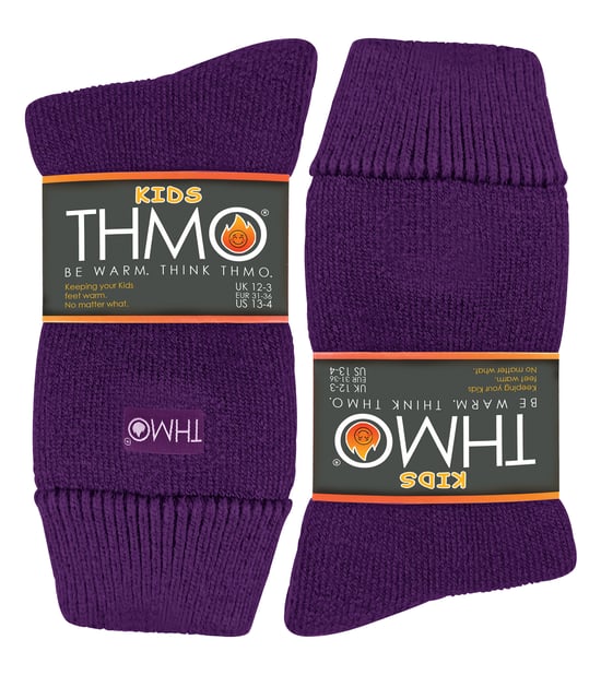 Kinder Thermosocken für den Winter | THMO | Warme flauschige Fleece-Innensocken für Jungen & Mädchen - Lila - Image 2