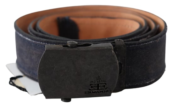 Ermanno Scervino Women's Blue Leather Ratchet Buckle Belt