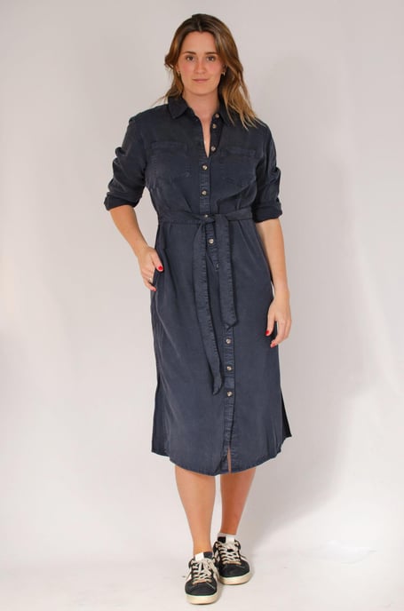 Midi Tie Waist Shirt Dress
