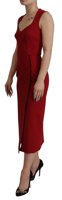 Dolce & Gabbana Rotes Sweetheart-Ausschnitt Bodycon Midi Damenkleid - Image 4