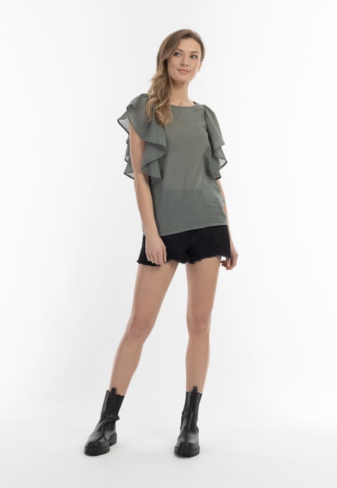 Dreimaster Blusenshirt Damen Oliv - Image 2