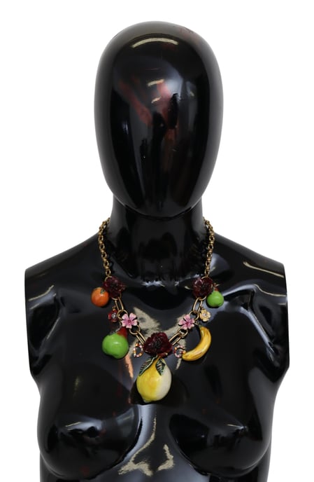 Dolce & Gabbana Fruit Pendant Fleur Crystal DG Logo Gold Collier pour femmes - Image 1