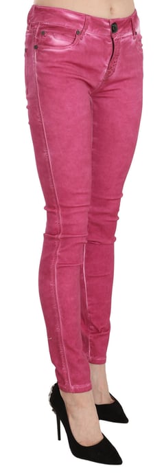 Dolce & Gabbana Damen Rosa Samt Mittel hohe Skinny Jeans - Image 2