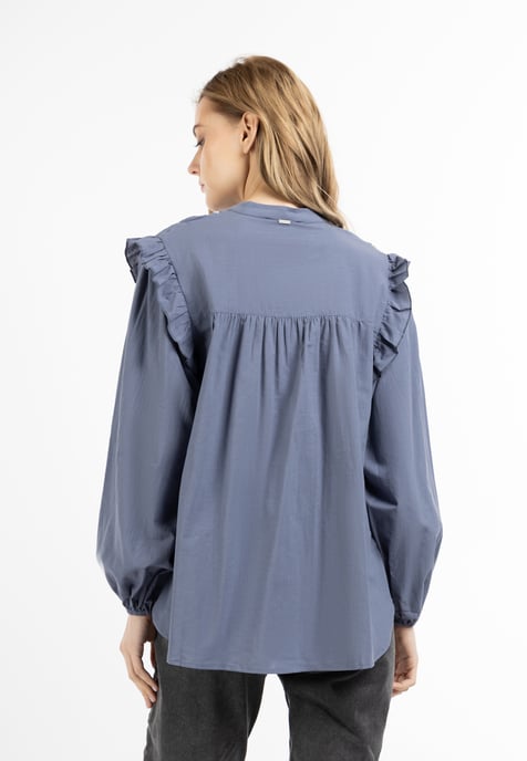 Dreimaster Langarmbluse Damen Grau-Blau - Image 4