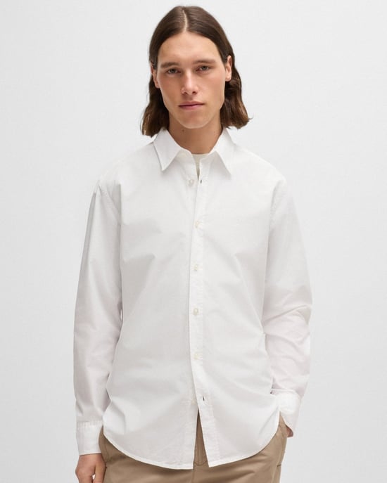 BOSS Orange Relegant 6 Mens Regular-Fit Shirt in Cotton Poplin with Kent Collar