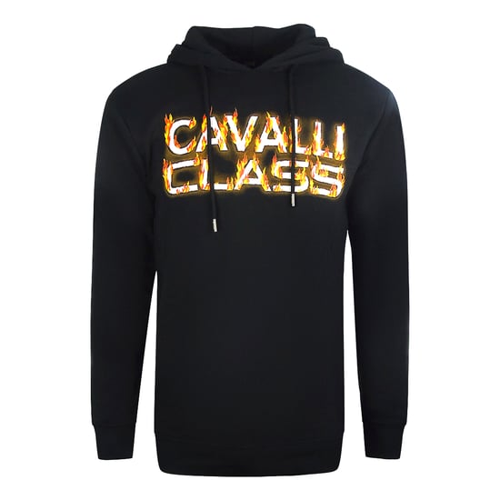 Cavalli Class Fire Logo Schwarzer Kapuzenpullover - Image 1