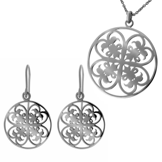 Orphelia Damen 925 Sterling Silber Set: Halskette-Anhänger + Ohrringe - Schwarz SET-6035/3 - Image 1