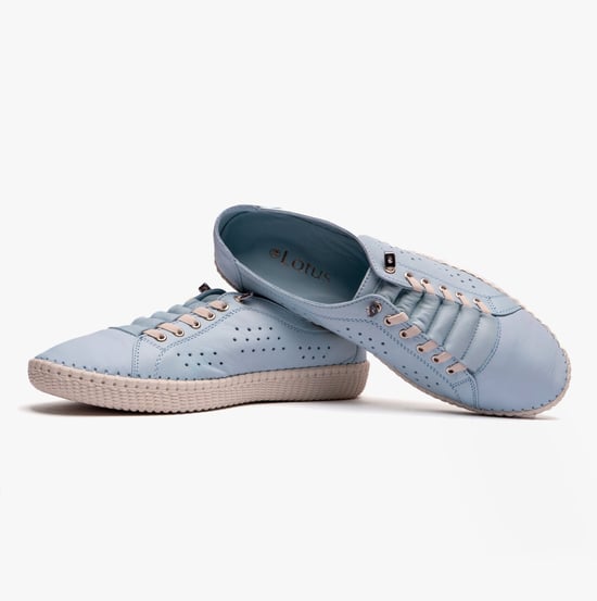 KAMARI Ladies Leather Trainers Pale Blue