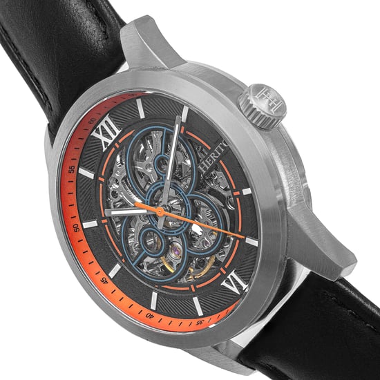 Heritor Automatic Jonas Leather-Band Skeleton Watch