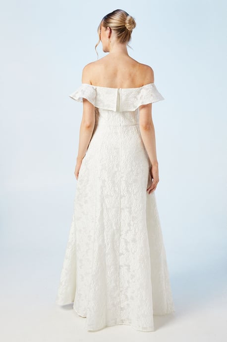 Bardot Jacquard Full Skirted Wedding Dress - Image 3