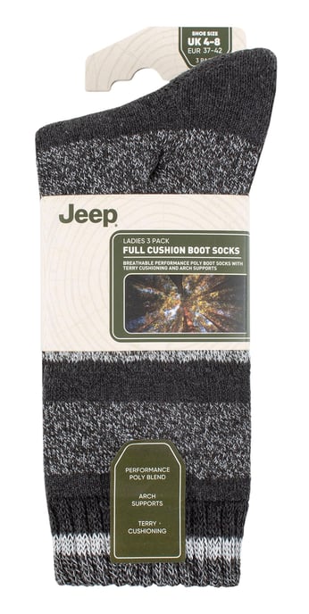 Womens Walking Boot Socks | Jeep | Breathable Ribbed Full Cushion Performance Socken für Damen - Grau / Schiefer - Image 2