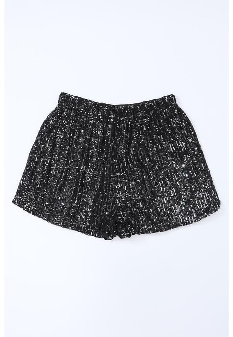 Damen-Shorts mit Pailletten und hoher Taille in Schwarz - Image 4