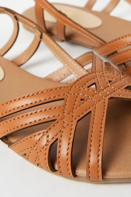 Fiona Lattice Peep Toe Slingback Flat Sandals - Image 4