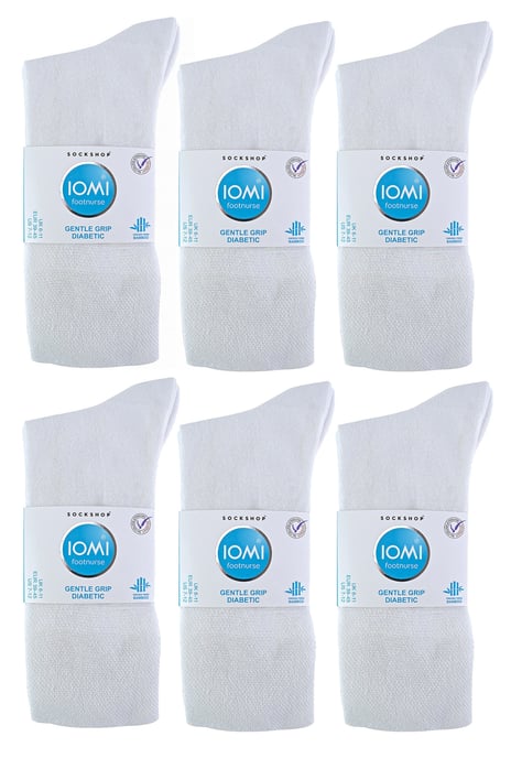 IOMI - 12 Paar Multipack Herren Diabetiker Bambus Socken | Extra breite nahtlose Socken mit nicht elastischen sanften Grip Top - Weiß - Image 2