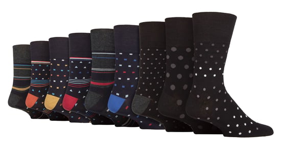 9 Pack Herren Bambus Socken | Gentle Grip | Extra Wide Loose Top nicht elastische Socken - SOMRM091011 - Image 1