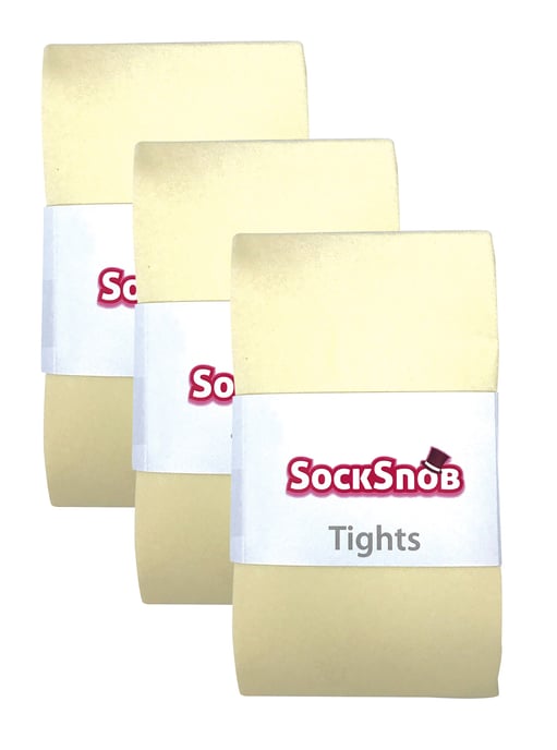 3 Paar Multipack Damen farbige undurchsichtige 80 Denier Strumpfhosen | Socken Snob | Einfarbige Block Farbe Strumpfhosen - Creme - Image 2