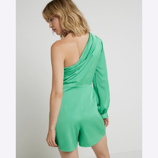 River Island Womens Playsuit Green One Shoulder Asymmetric