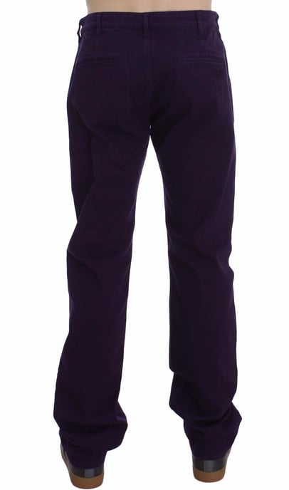GF Ferre Men's Purple Cotton Stretch Purple Fit Pants