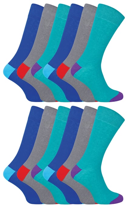 12 Paar Multipack Herren Schwarze Baumwollsocken | Sock Snob | Atmungsaktive Crew Socken mit gepolstertem Fersen- und Zehenbereich - Sortiert - Image 1