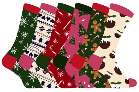 Damen Weihnachten Socken | Socken Snob | Damen bunte Neuheit Design Weihnachten Socken | Geschenk für Sie - 6 Pack - Image 1