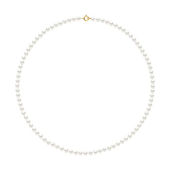 DIADEMA - Necklace - Real Freshwater Pearls - White - Yellow Gold