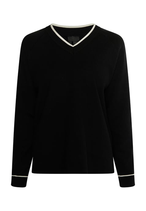 Dreimaster Strickpullover Damen Schwarz Wollweiss - Image 1