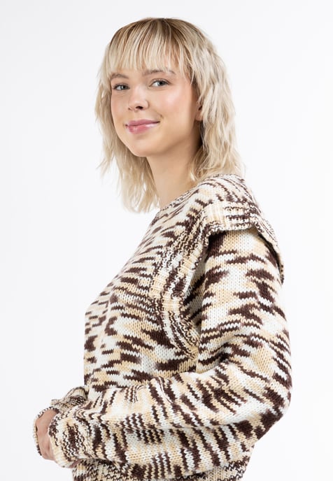 Mymo Strickpullover Damen Braun Mehrfarbig - Image 5