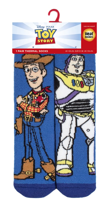Kinder Toy Story Thermosocken | Wärmehalter | Winter-Neuheitssocken für Jungen & Mädchen | Woody & Buzz, Jessie & Bullseye - Woody & Buzz - Image 2
