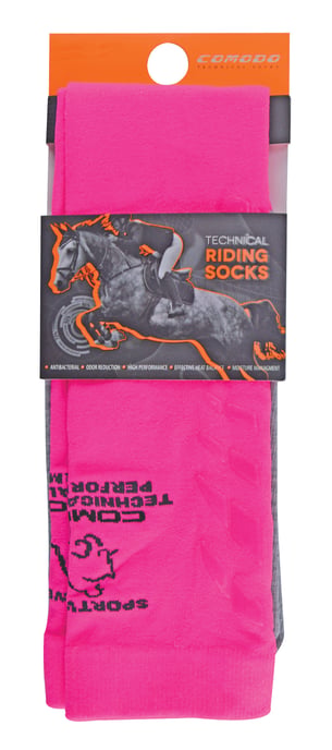 COMODO - Femme Chaussettes Equitation | Chaussettes Hautes Longues pour Eté - Rose Néon - Image 2
