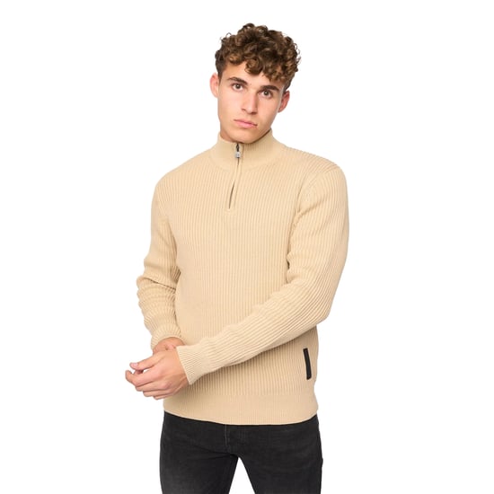 Crosshatch - "Havaline" Pullover mit kurzem Reißverschluss für Herren (Weizen) - Image 1