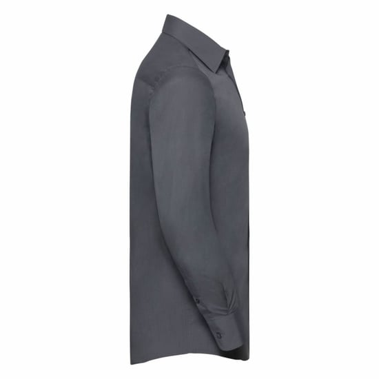 Russell Collection Herren Langarmhemd aus pflegeleichter Poly-Baumwolle aus maßgeschneiderter Popeline (Convoy Grey) - Image 6