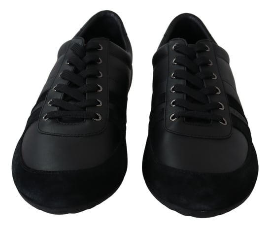 Dolce & Gabbana - Chaussures de sport en cuir noir avec logo pour hommes - Image 3