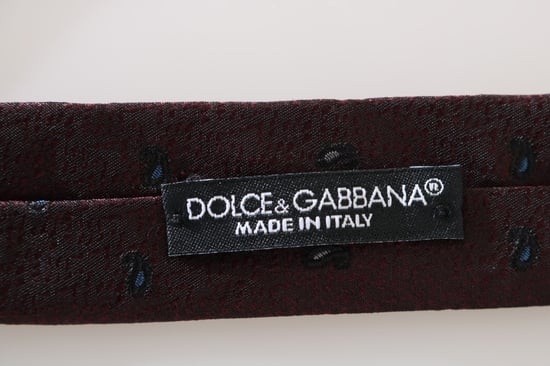 Dolce & Gabbana Cravate mince bordeaux 100% soie à motifs pour hommes - Image 5