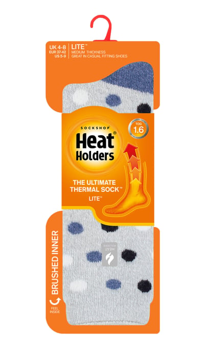 Heat Holders Lite - Isolierte Thermosocken für Damen | Mehrere Designs einschließlich Argyle Streifen Herzen Sterne | Warme Socken für den Winter - Hellgrau / Denim (Malaga) - Image 2