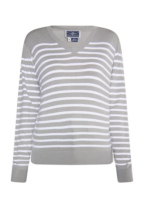 Dreimaster Strickpullover Damen grau weiss - Image 1