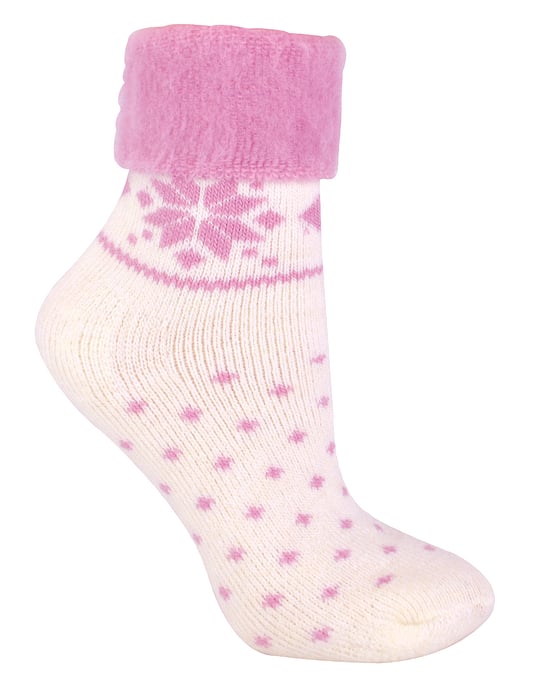 Damen Wollsocken mit Fairisle Design | Socken Snob | Thermo Lounge Socken für den Winter | Für Stiefel, zum Schlafen, im Freien oder als Geschenk | Weihnachtsdesigns - Creme - Image 1