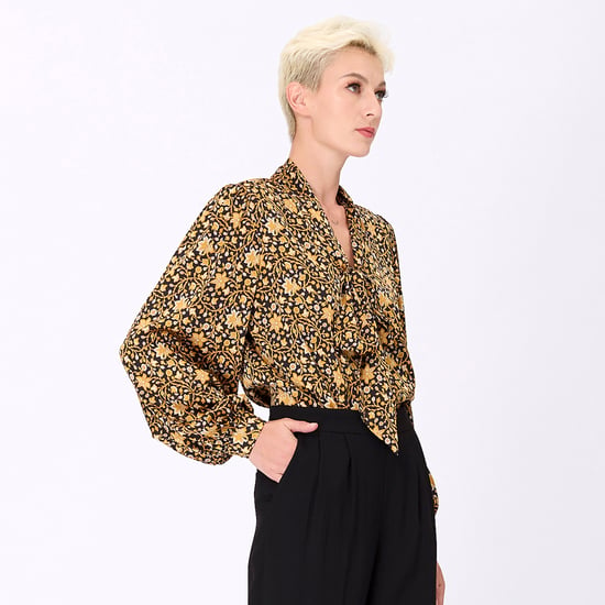 Bluse mit Ascot-Krawatte und Art-Deco-Print - Image 4