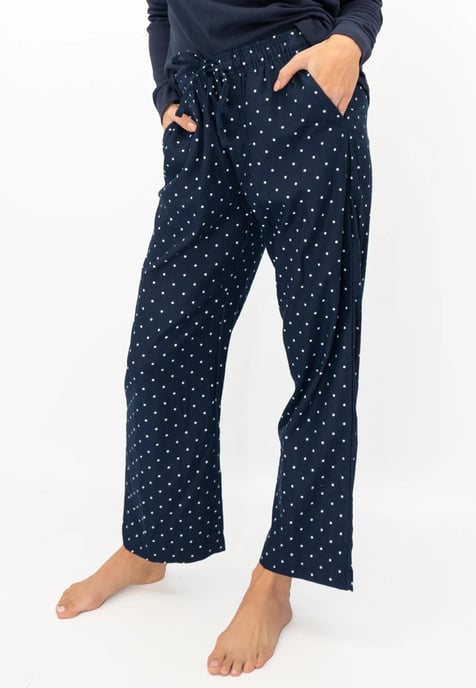 GAP Damen Pyjama Flanell Schlaf Set in Navy Polka Dot - Image 5