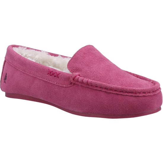 Hush Puppies Annie Mocassin Wildleder Damen Rosa Hausschuhe - Image 1