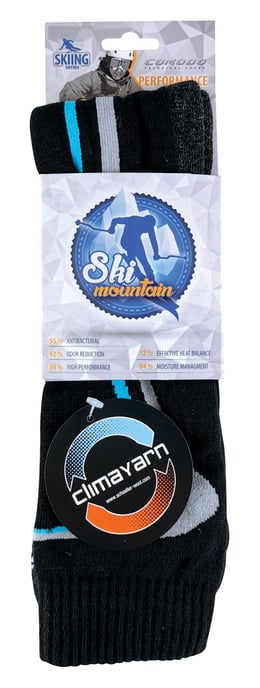 COMODO - Unisex Chaussettes Ski avec Laine Merinos Hautes Longues Genou - Noir - Image 2