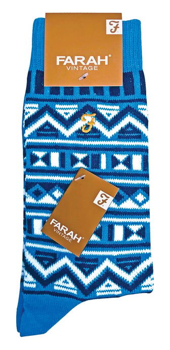 Farah - 2 Paar Herren Funky Vintage gemustert bunte dicke Baumwolle Crew Socken - FVS008COB - Image 2