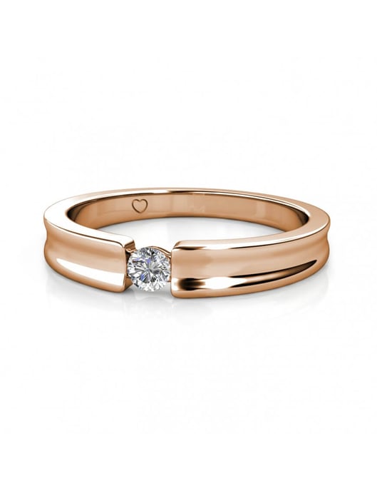 Einfacher Ring - Roségold und Kristall - Image 4